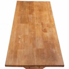 French Brutalist Architectural Oak Table with Slab Top C 1960 - 4740814