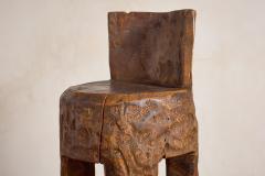 French Brutalist Carved Bar Stools Set of 4 - 4343049