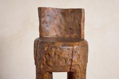 French Brutalist Carved Bar Stools Set of 4 - 4343053