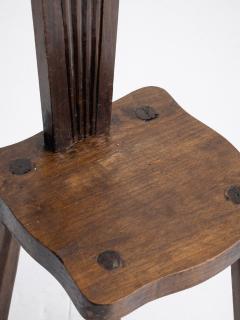 French Brutalist Carved Sun Face Stool France Circa 1950s - 4565569