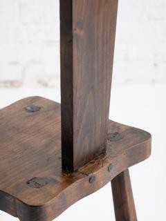 French Brutalist Carved Sun Face Stool France Circa 1950s - 4565573