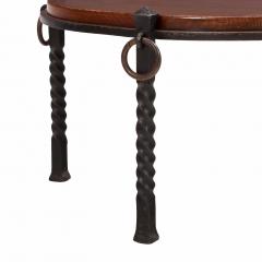 French Brutalist Oak and Iron Coffee Table C 1960 - 4641112