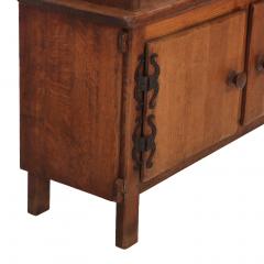 French Brutalist Solid Oak Open Top Cabinet C 1940 - 4740580