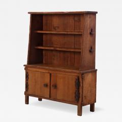 French Brutalist Solid Oak Open Top Cabinet C 1940 - 4740613