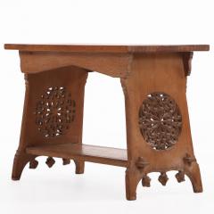 French Brutalist Style Carved Oak Table C 1930 - 4648954
