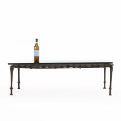French Brutalist Style Glass Top Wrought Iron Coffee Table C 1960 - 4601454