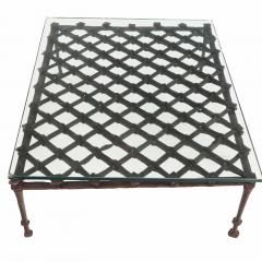 French Brutalist Style Glass Top Wrought Iron Coffee Table C 1960 - 4601455