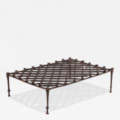 French Brutalist Style Glass Top Wrought Iron Coffee Table C 1960 - 4602316