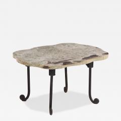 French Brutalist Style Iron and Marble Low Table C 1950 - 4614395