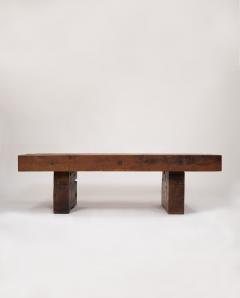French Brutalist coffee table handcrafted in solid oak circa 1960  - 4414204