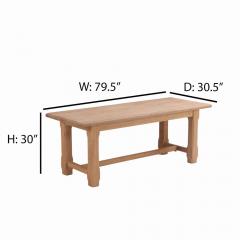 French Brutalist style solid oak dining table C 1960  - 4011289