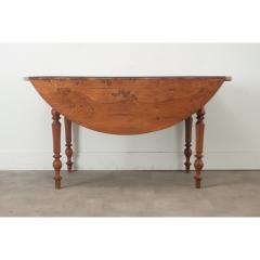 French Burl Fruitwood Drop Leaf Dining Table - 3484878