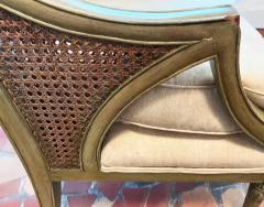 French Caned Painted Bergere Chairs Louis XVI Style Loose Seat Cushions Pair - 4117182