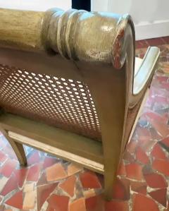 French Caned Painted Bergere Chairs Louis XVI Style Loose Seat Cushions Pair - 4117188