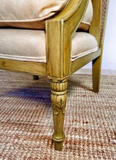 French Caned Painted Bergere Chairs Louis XVI Style Loose Seat Cushions Pair - 4117235