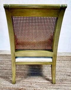 French Caned Painted Bergere Chairs Louis XVI Style Loose Seat Cushions Pair - 4117238