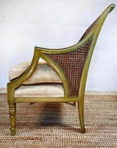 French Caned Painted Bergere Chairs Louis XVI Style Loose Seat Cushions Pair - 4117243