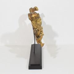 French Carved Giltwood Ornament With Winged Angel Head circa 1880 1900 - 4509069