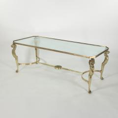 French Cast Bronze Coffee Table with Lion Head Motif Circa 1950 - 3542367