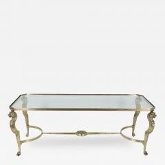 French Cast Bronze Coffee Table with Lion Head Motif Circa 1950 - 3543836