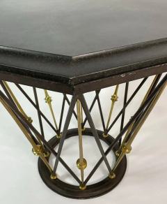 French Center Table in Brass Wrought Iron with Ocatagonal Slate Top - 2727896