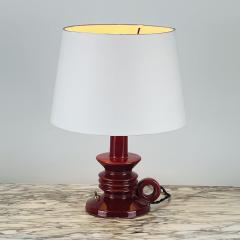 French Ceramic Bougeoir Table or Desk Lamp with Parchment Paper Shade - 3731927