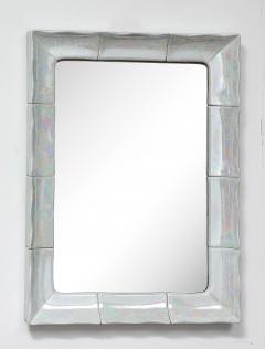 French Ceramic White Iridescent Mirror 1970 - 4144930