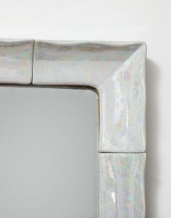 French Ceramic White Iridescent Mirror 1970 - 4144937