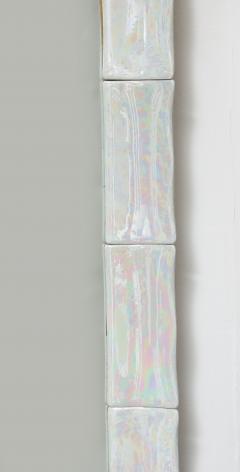 French Ceramic White Iridescent Mirror 1970 - 4144938