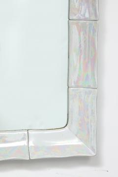 French Ceramic White Iridescent Mirror 1970 - 4144939