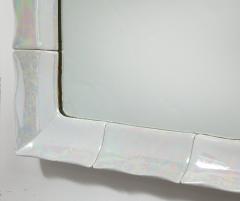 French Ceramic White Iridescent Mirror 1970 - 4144944