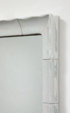 French Ceramic White Iridescent Mirror 1970 - 4144946