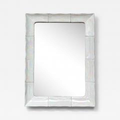 French Ceramic White Iridescent Mirror 1970 - 4151709
