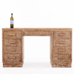French Cerused Oak Double Pedestal Desk C 1940  - 4602475