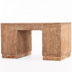 French Cerused Oak Double Pedestal Desk C 1940  - 4602476