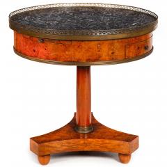 French Charles X Antique Burlwood Marble Drum Top Side or End Table - 4502459