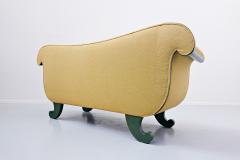 French Charles X Sofa Green And Gold Lacquered Wood - 1891215
