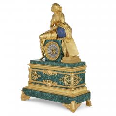 French Charles X malachite lapis lazuli and gilt bronze figurative clock - 3392435
