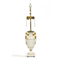 French Charles X style White and Gilt Ceramic and Brass Urn Form Table Lamp - 4729345