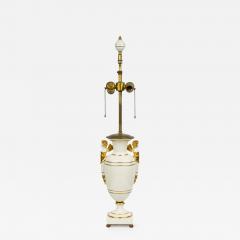 French Charles X style White and Gilt Ceramic and Brass Urn Form Table Lamp - 4729362