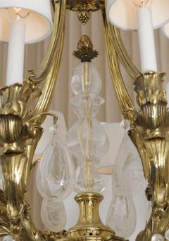 French Circa 1900 Bronze and Oversized Quartz Crystal Chandelier - 4627833