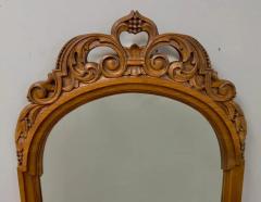 French Country Style Walnut Craved Small Console Mirror with Antiqued Glass - 3804628