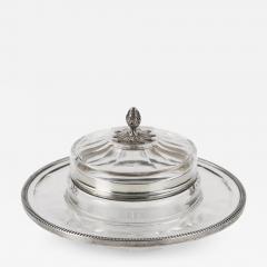French Crystal And Silver Butter Dish On A Stand Neoclassicism - 4796950
