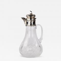 French Crystal Pitcher With Silver Mount France  - 4792239