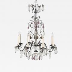 French Crystal Wrought Iron Chandelier - 2120267