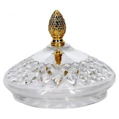 French Cut Crystal Brass Covered Finial Serving Piece - 2782116
