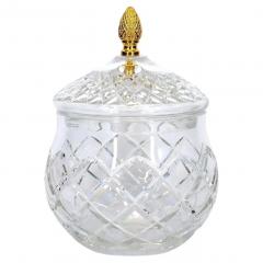 French Cut Crystal Brass Covered Finial Serving Piece - 2782118