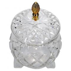 French Cut Crystal Brass Covered Finial Serving Piece - 2782119