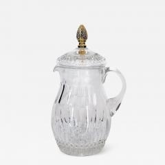 French Cut Crystal Brass Finial Water Pitcher - 2791314