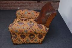 French Deco Club Chair in Leather and Anatolian Turkish Kilim Upholstery - 3942856